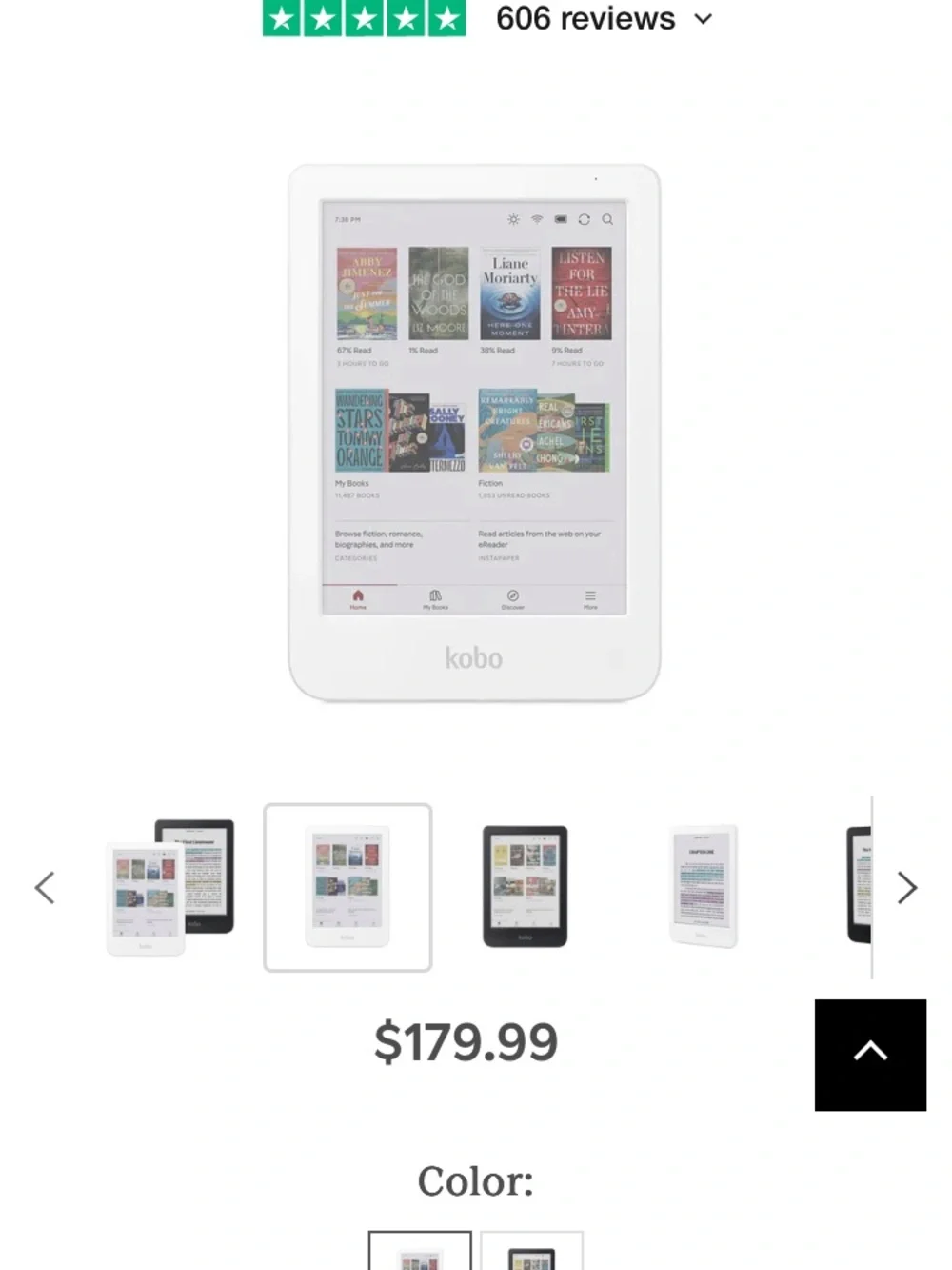 White eReader – Compact White eBook Reader with Adjustable Front Light